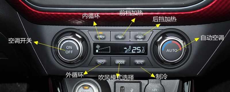 日产蓝鸟空调按钮图解，蓝鸟空调除雾和暖风开启方法