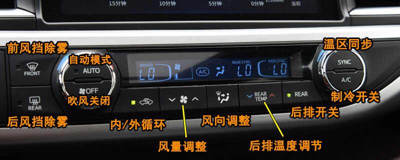 丰田汉兰达空调按钮图解，汉兰达空调除雾和暖风开启方法